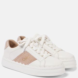 counterfeit designer Chloé Lauren leather sneakers in white