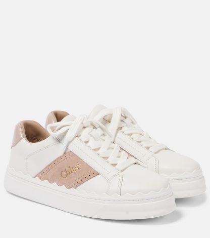 counterfeit designer Chloé Lauren leather sneakers in white