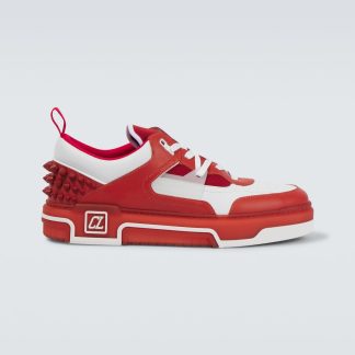 counterfeit designer Christian Louboutin Astroloubi leather sneakers in red