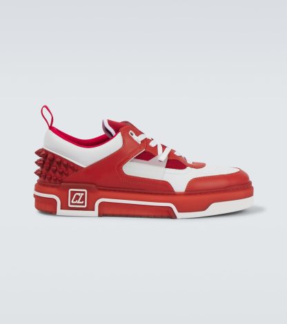 counterfeit designer Christian Louboutin Astroloubi leather sneakers in red