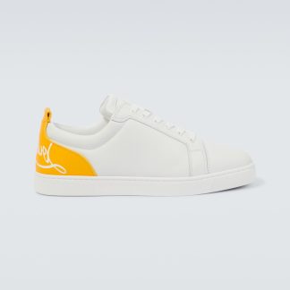 counterfeit designer Christian Louboutin Fun Louis Junior leather sneakers in white