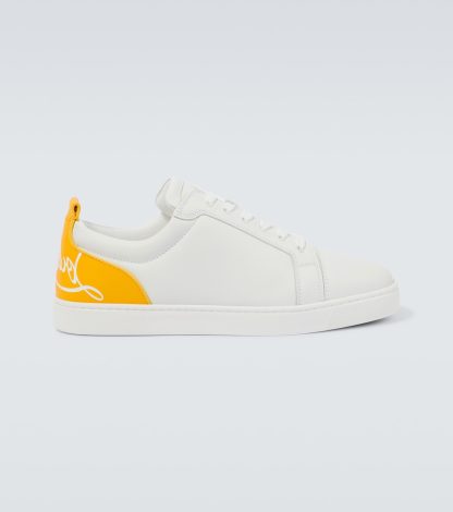 counterfeit designer Christian Louboutin Fun Louis Junior leather sneakers in white