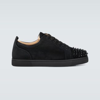 counterfeit designer Christian Louboutin Louis Junior Spikes leather sneakers in black