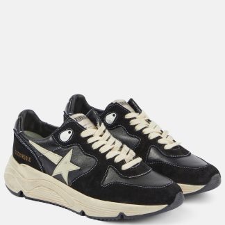 counterfeit designer Golden Goose Running Sole suede and leather sneakers in black