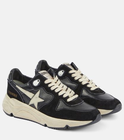 counterfeit designer Golden Goose Running Sole suede and leather sneakers in black