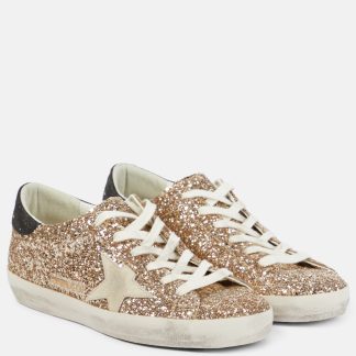 counterfeit designer Golden Goose Superstar glitter sneakers  in gold