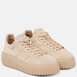 counterfeit designer Hogan Suede platform sneakers in beige