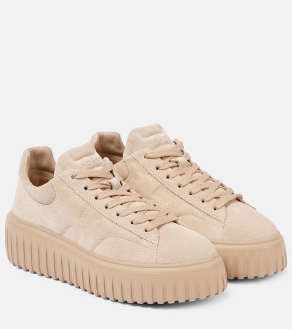 counterfeit designer Hogan Suede platform sneakers in beige