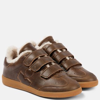 counterfeit designer Isabel Marant Beth shearling-lined leather sneakers in brown