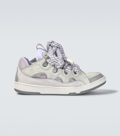 counterfeit designer Lanvin Curb suede sneakers in white