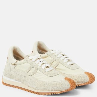 counterfeit designer Loewe Flow Runner suede-trimmed sneakers in white