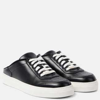 counterfeit designer Max Mara Slide leather sneakers in black