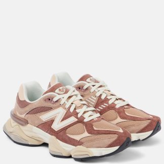 counterfeit designer New Balance 9060 suede-trimmed sneakers in pink