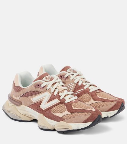 counterfeit designer New Balance 9060 suede-trimmed sneakers in pink