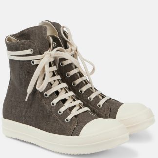 counterfeit designer Rick Owens DRKSHDW denim high-top sneakers in green