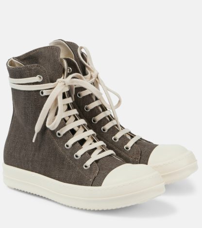 counterfeit designer Rick Owens DRKSHDW denim high-top sneakers in green