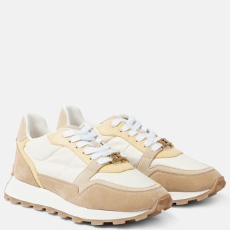 counterfeit designer Tods Runner suede-trimmed sneakers in beige