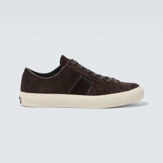 counterfeit designer Tom Ford Cambridge suede sneakers in brown