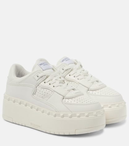 counterfeit designer Valentino Garavani Freedots XL leather platform sneakers in white