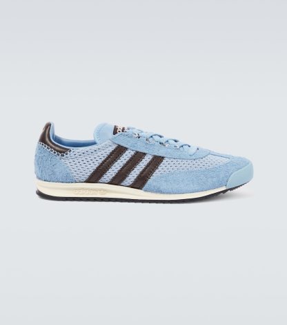 fake luxury Adidas x Wales Bonner SL76 leather-trimmed sneakers in blue