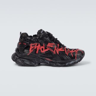 fake luxury Balenciaga Runner Graffiti printed sneakers in black