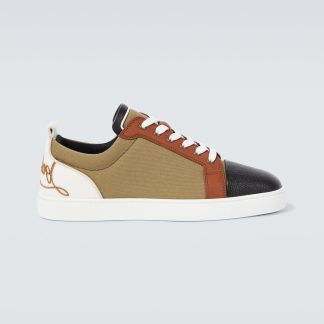 fake luxury Christian Louboutin Fun Louis Junior leather and canvas sneakers in multicoloured