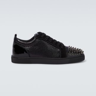 fake luxury Christian Louboutin Louis Junior studded leather sneakers in black