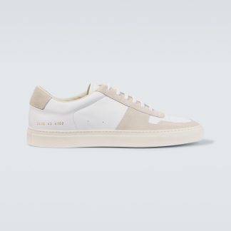 fake luxury Common Projects BBall Duo leather and suede sneakers in white