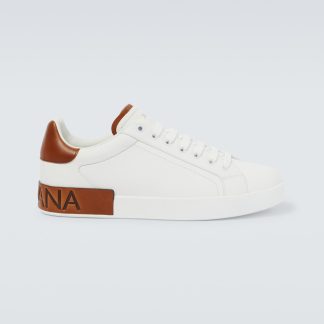 fake luxury Dolce & Gabbana Portofino leather sneakers in white