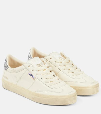 fake luxury Golden Goose Soul-Star glitter leather sneakers in white