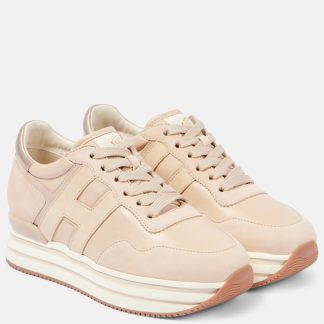 fake luxury Hogan Midi H222 suede platform sneakers in beige