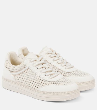 fake luxury Jimmy Choo Rimini nubuck-trimmed sneakers in neutrals