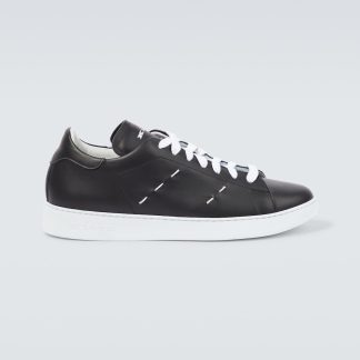 fake luxury Kiton Leather sneakers in black