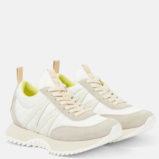 fake luxury Moncler Pacey suede-trimmed sneakers in white