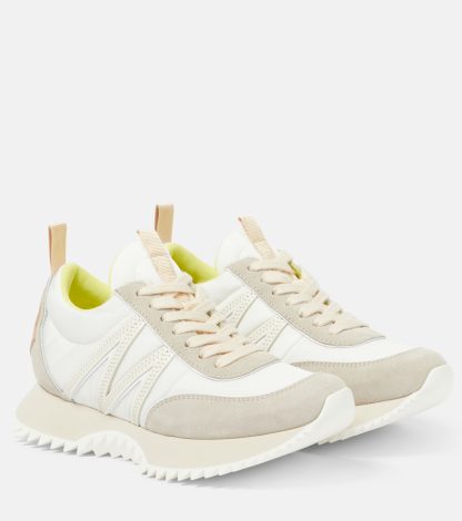 fake luxury Moncler Pacey suede-trimmed sneakers in white