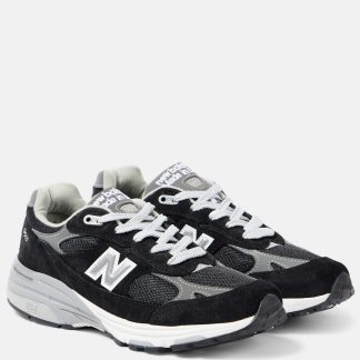 fake luxury New Balance 993 suede-trimmed sneakers in black