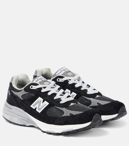 fake luxury New Balance 993 suede-trimmed sneakers in black