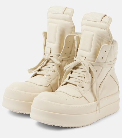 fake luxury Rick Owens Bumper leather high-top sneakers in white