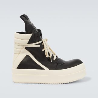 fake luxury Rick Owens Leather high-top platform sneakers in black