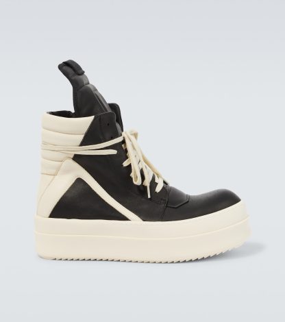 fake luxury Rick Owens Leather high-top platform sneakers in black