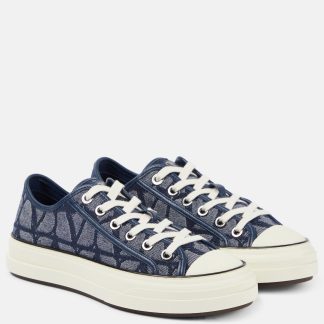 fake luxury Valentino Garavani Totaloop Toile Iconographe denim sneakers in blue