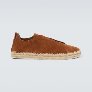 fake luxury Zegna Triple Stitch suede espadrilles in brown