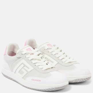 fashion designer Balmain Swan leather-trimmed suede sneakers in white