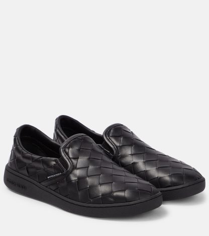 fashion designer Bottega Veneta Sawyer leather slip-on sneakers in black