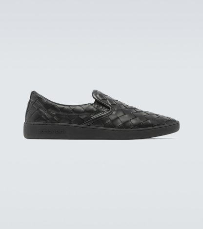 fashion designer Bottega Veneta Sawyer leather slip-on sneakers in black