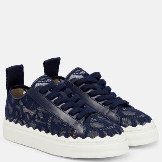 fashion designer Chloé Lauren lace sneakers in blue