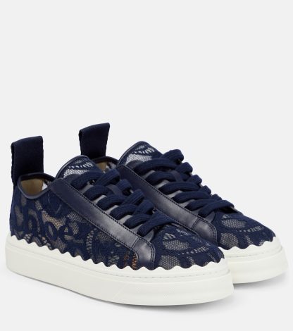 fashion designer Chloé Lauren lace sneakers in blue