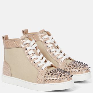 fashion designer Christian Louboutin Lou Spikes canvas sneakers in beige