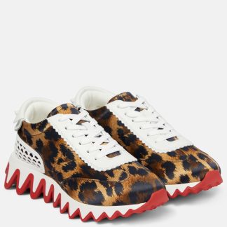 fashion designer Christian Louboutin Loubishark leopard-print sneakers in multicoloured