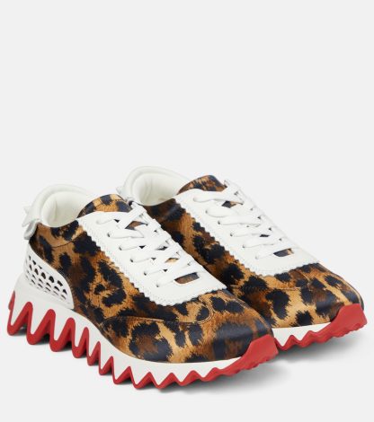 fashion designer Christian Louboutin Loubishark leopard-print sneakers in multicoloured